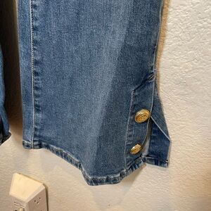 Blue Denim Skirt with Gold Buttons